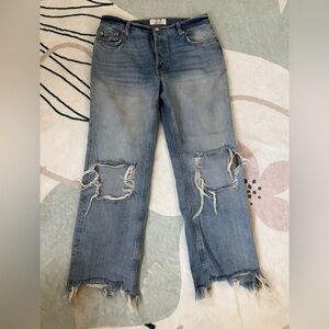 Free People Light Blue Distressed Boyfriend Jeans